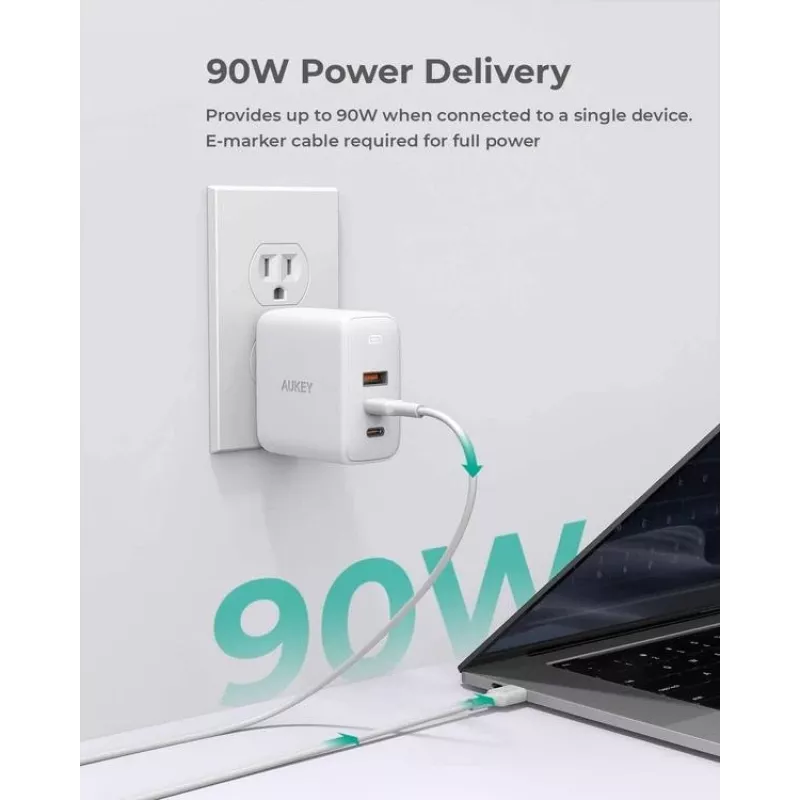 AUKEY PA-B6S biela Omni a Mix GaN ultrarýchla nástenná nabíjačka