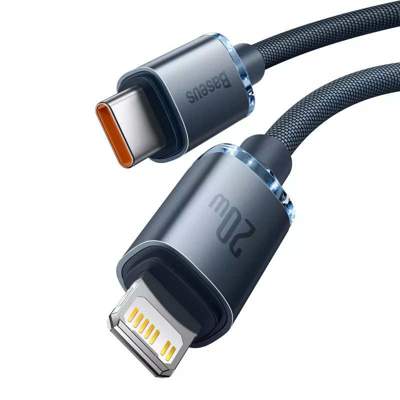 Baseus Crystal Shine CAJY000301 Kábel USB-C na Lightning, 20 W PD, 2 m, čierny