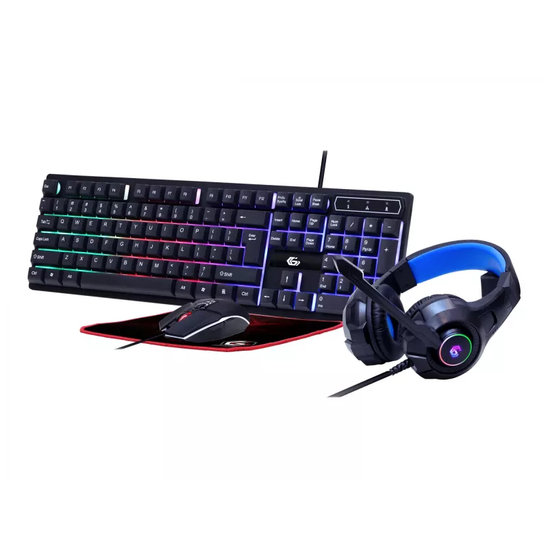 Herná klávesnica s myšou GEMBIRD GGS-UMGL4-02 — Full-Size USB QWERTY US-anglická, čierna, LED podsvietenie