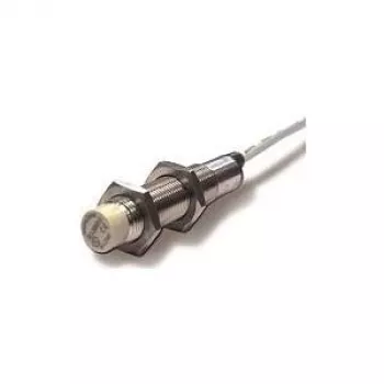 Fotoelektrický senzor Datalogic BASIC M12 — sivé puzdro, mosadzné telo, 0,5 kHz, 0,2 A, hĺbka 48,4 mm