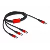 USB nabíjací kábel DeLOCK 3 v 1 USB Type-C na 3 x USB Type-C 1 m čierny/červený