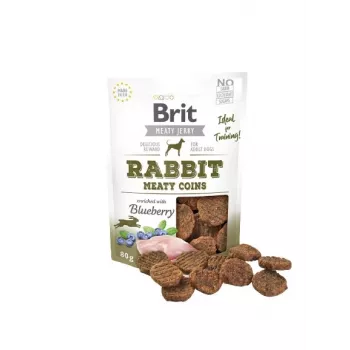 BRIT Meat Jerky Coins Rabbit maškrta pre psov 80 g