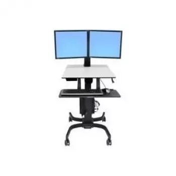 Ergotron WorkFit-C Dual Sit-Stand pracovná stanica - vozík pre 2 LCD monitory/klávesnicu/myš/CPU - sivá, čierna - veľkosť obrazovky: 55,9 cm (22 palcov) - montážne rozhranie: 100 x 100 mm, 75 x 75 mm