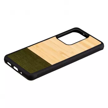 Puzdro na telefón Man and Wood Galaxy S20 Ultra bambus čierna — ochranná zadná strana, prírodná bambusová vložka