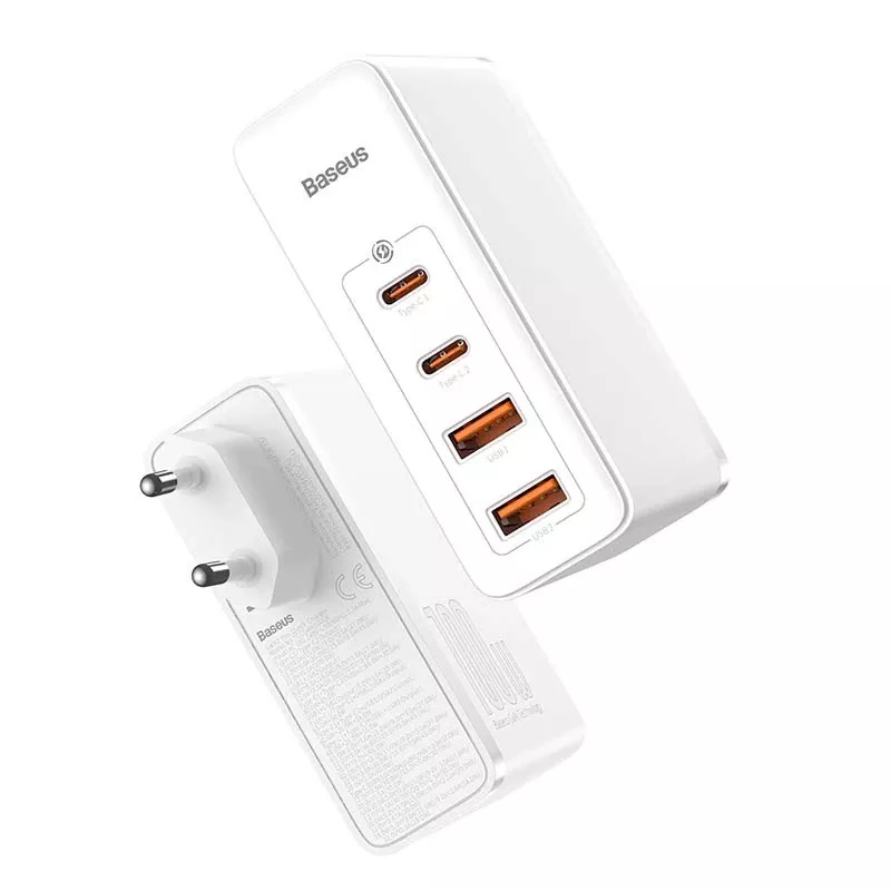 Cestovná nabíjačka Baseus GaN2 Pro Quick 2x USB + 2x USB-C, 100W, EU (biela)