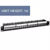 Qoltec 54516 patch panel pre 19-palcový rack, 24 portov, 1U, UTP, čierny