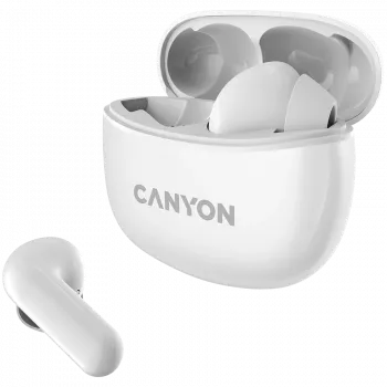 Canyon TWS-5 Bluetooth slúchadlá, s mikrofónom, BT V5.3 JL 6983D4, frekvenčný rozsah: 20Hz-20kHz, batéria slúchadlá 40mAh*2 + nabíjacie puzdro 500mAh, Type-C