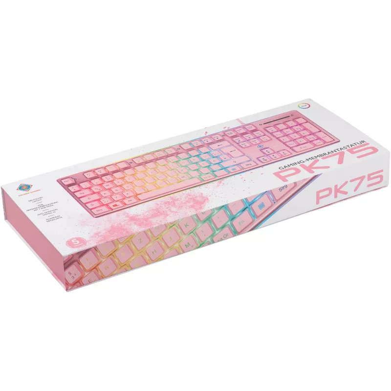 Deltaco GAM-021-RGB-P-DE - plná veľkosť (100%) - USB - membránové spínače - QWERTZ - ružová
