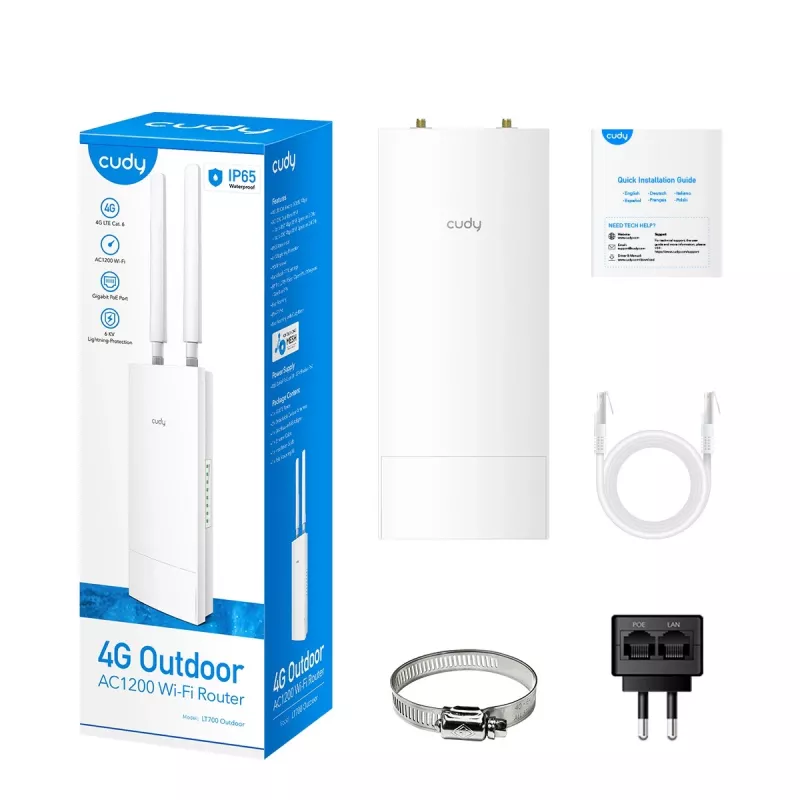 Cudy LT700 WLAN router Gigabit Ethernet Dualband (2,4 GHz / 5 GHz) 4G biely