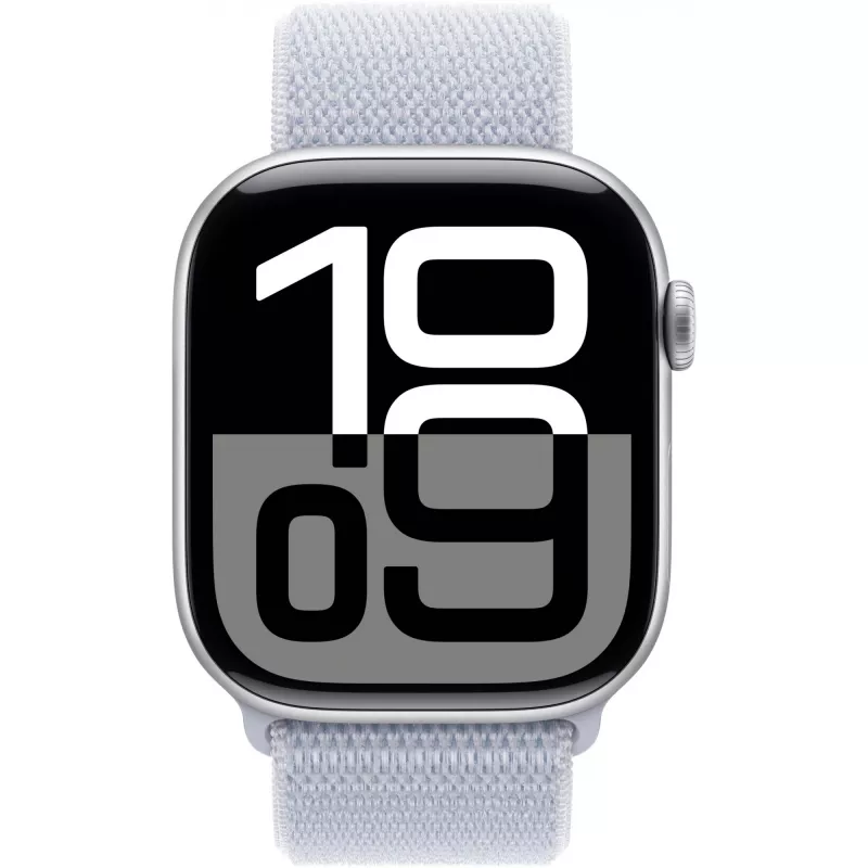 APPLE Watch Series 10 GPS 46 mm strieborné hliníkové puzdro s Blue Cloud Sport Loop