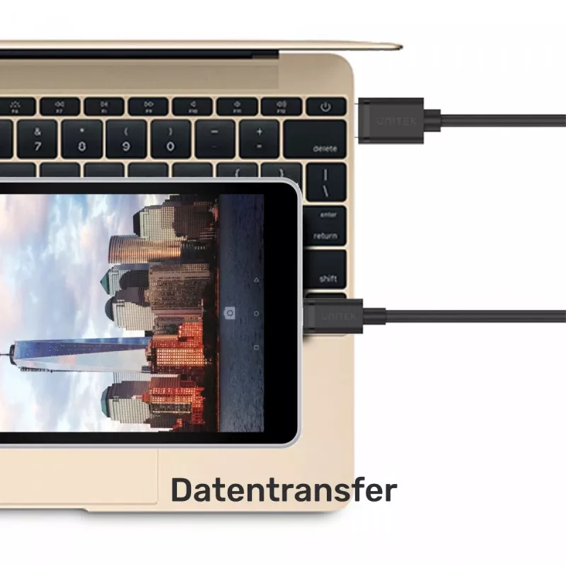 USB-A na USB-C kábel Unitek C14068BK, 2 m, USB 2.0, čierny, konektor-konektor