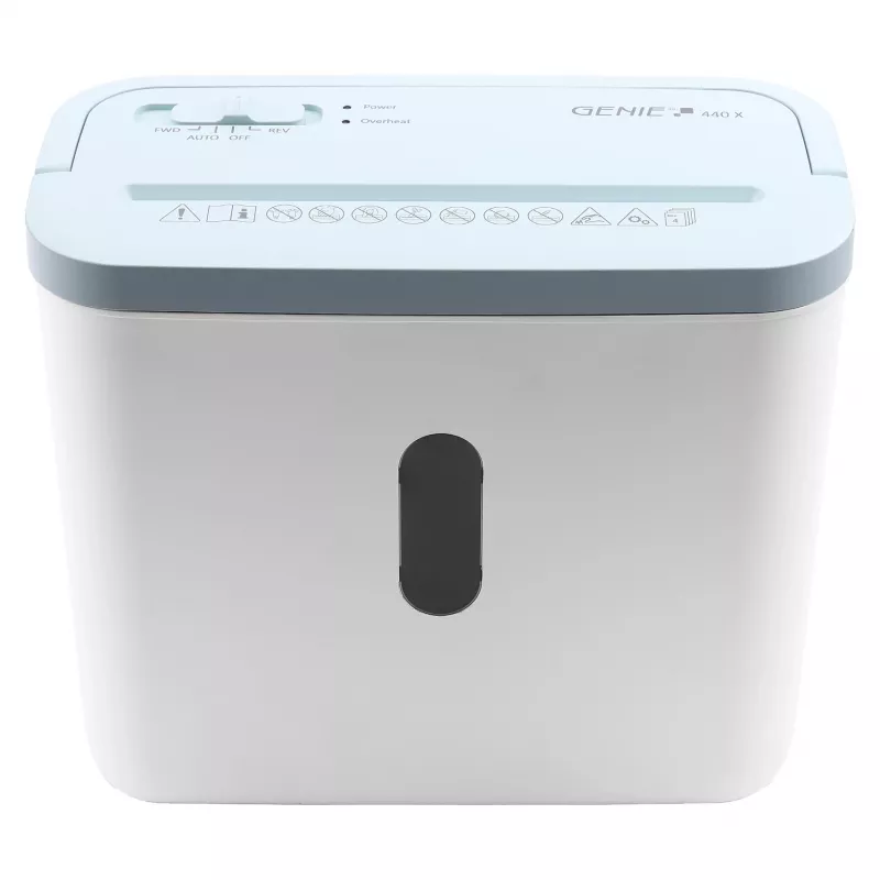 Skartovačka genie 440 X modrá — krížový rez 4 x 38 mm, 8 l kôš, 300 W