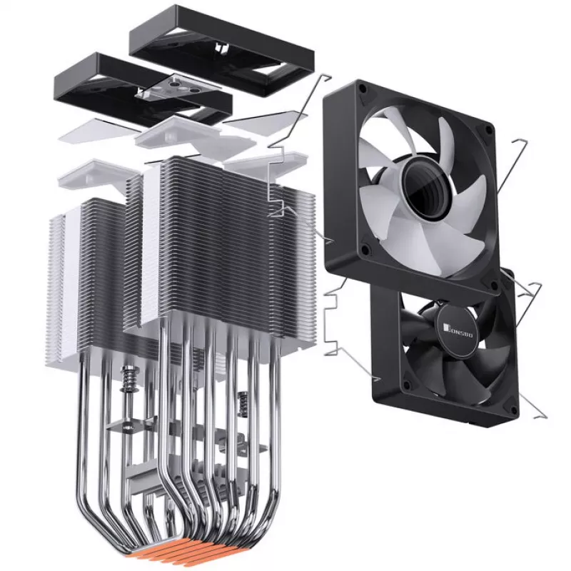 Jonsbo CR-1400 DV2 chladič procesora, ARGB, 2 x 92 mm, čierny