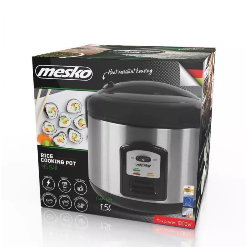Mesko MS 6411 hrniec na ryžu čierna, nehrdzavejúca oceľ 1000 W