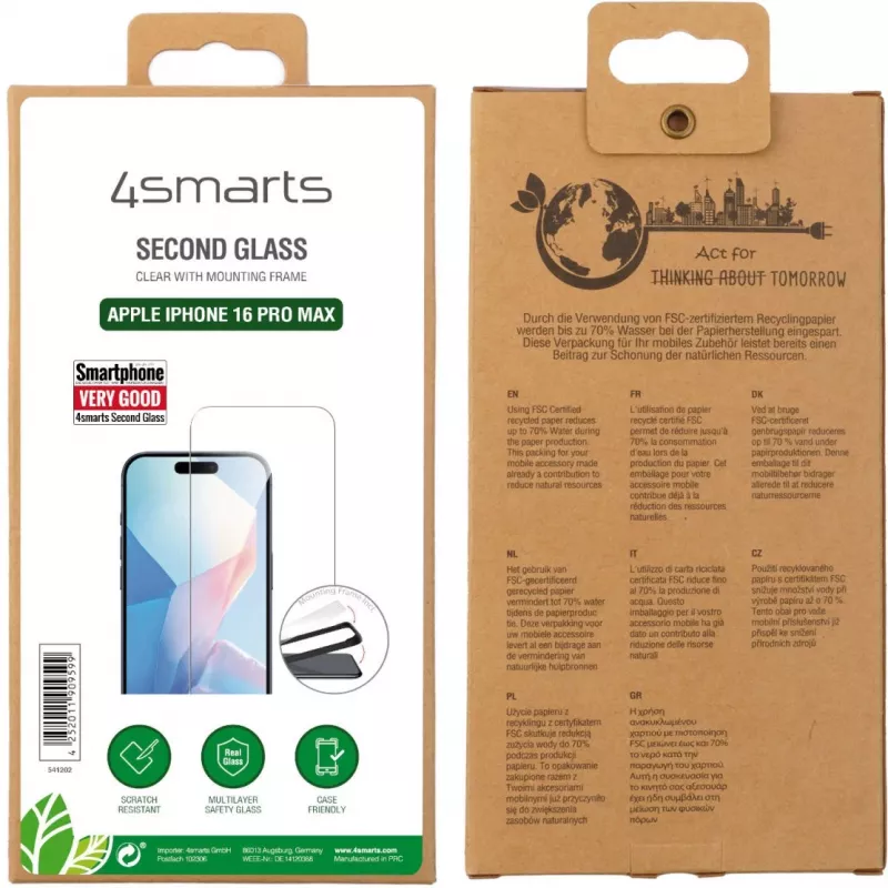 Ochranná fólia na displej 4smarts 541202 iPhone 16 Pro Max tvrdené sklo