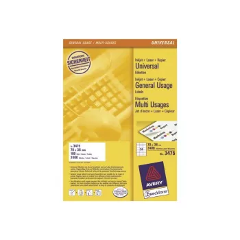 Avery Viacúčelové etikety Laser Kopírovanie Inkjet 24 na list 70x36mm