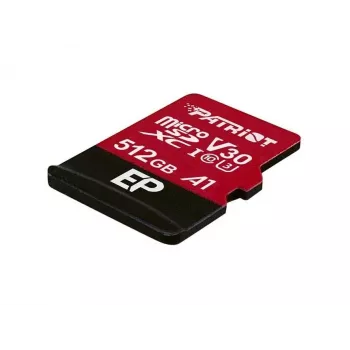 MicroSDXC pamäťová karta PATRIOT 512 GB UHS‑I U3 V30 Class 10, rýchlosť čítania až 90 MB/s, adaptér v balení