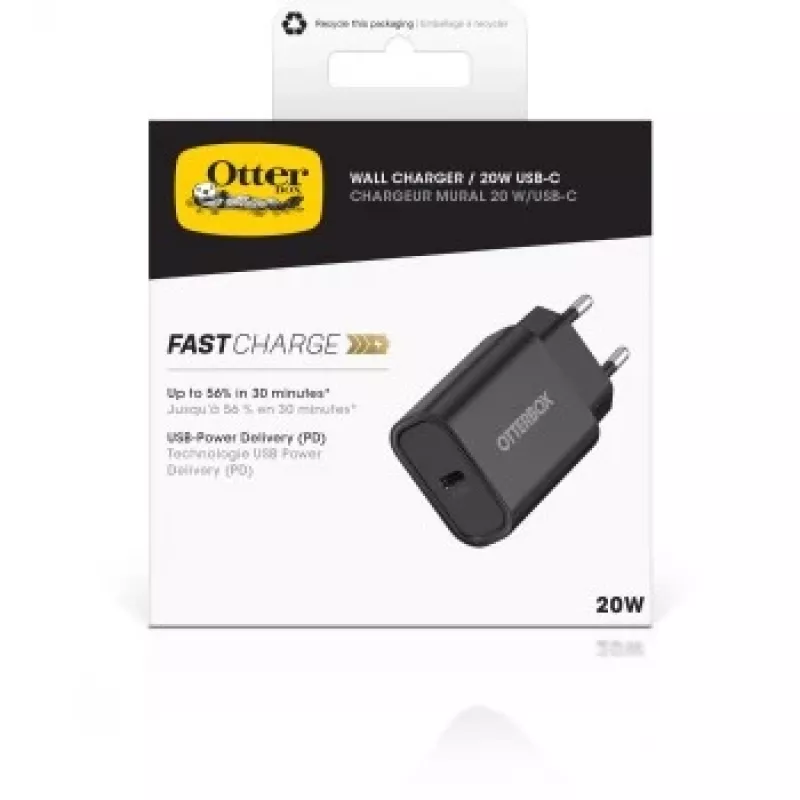 Nástenná nabíjačka OTTERBOX 20W USB-C s USB Power Delivery, čierna (78-81338)