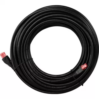 Goobay CAT 6 outdoor patch kábel, U/UTP, čierny, 10 m - medený materiál, PE vonkajší plášť (55432)