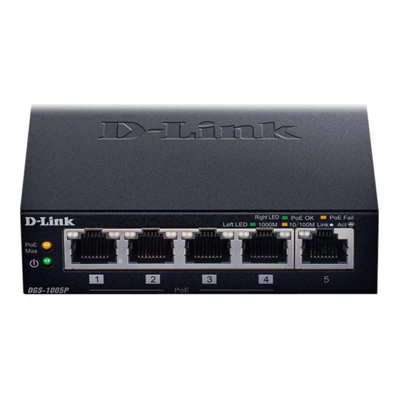 D-Link DGS-1005P/E sieťový switch unmanaged Gigabit Ethernet (10/100/1000) Power over Ethernet (PoE) čierny