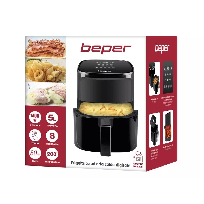 Teplovzdušná fritéza Beper P101FRI051 5 l 1400 W čierna