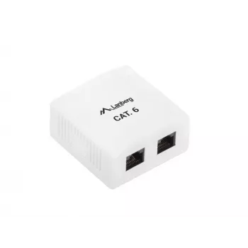 LANBERG nástenná zásuvka RJ-45 Cat6 OU6-0002-W biela, 2 konektory samica, 30×54×57 mm