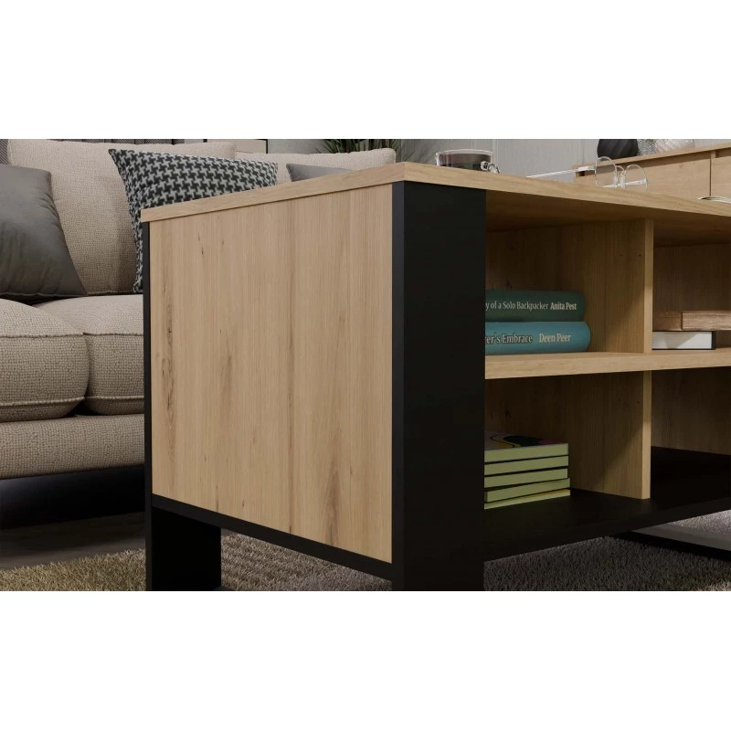 Konferenčný stolík top e shop Topeshop STOLIK KAWOWY ŁAWA MODERN 4P Dub Artisan Czern