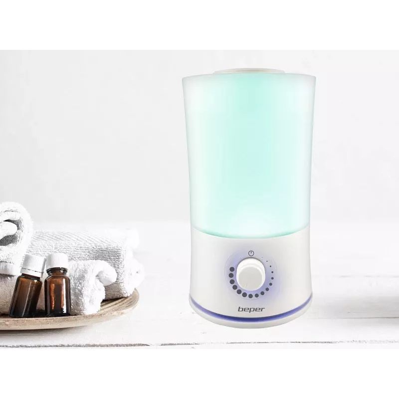 Beper 70.401 ultrazvukový aróma difuzér a zvlhčovač vzduchu, 2,4 l, 7-farebné LED, 25 W