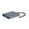 Gembird A-CM-COMBO6-01 viacportový adaptér USB-C 6v1, USB 3.1 Gen 1, HDMI 4K, VGA, PD 60 W, čítačka kariet SD/microSD, audio 3,5 mm, sivý