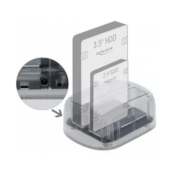 DeLOCK USB Type-C dokovacia stanica pre 2 x SATA HDD / SSD - dokovacia stanica pre HDD, pozície: 2 - 2.5 / 3.5 zdieľané (6,4 cm/8,9 cm zdieľané