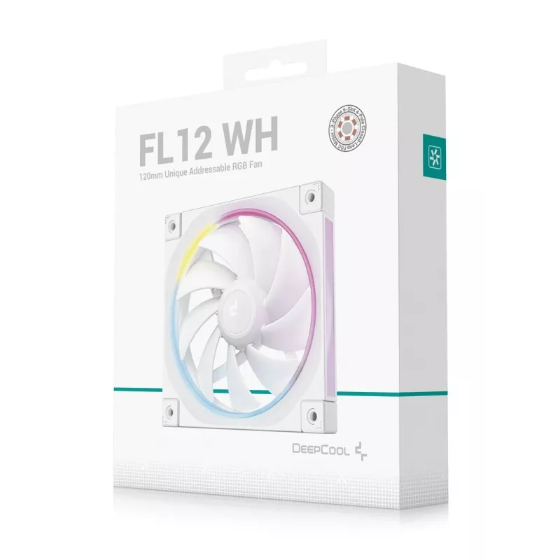 DeepCool FL12 WH ventilátor do skrinky, 120 mm, 500–2150 ot./min, 32 dB, 12 V, biely