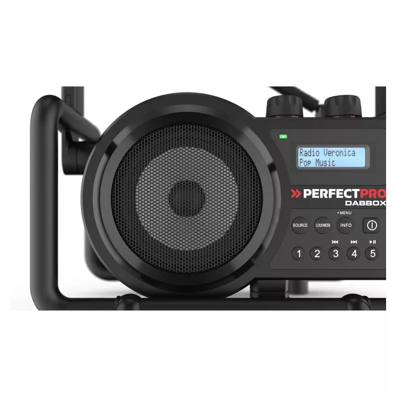 Perfectpro DABBOX rádio stavebné DAB+ FM AUX Bluetooth odolné proti nárazu