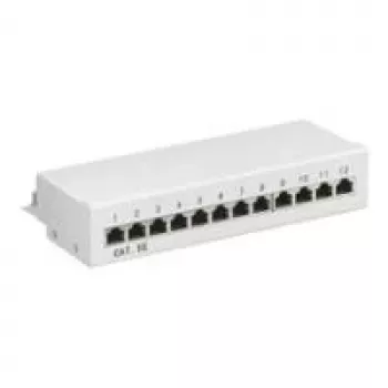 Wentronic Goobay CAT 5e Mini/Desktop patch panel, 12 portov, sivý - STP tienený, sivý (93041)