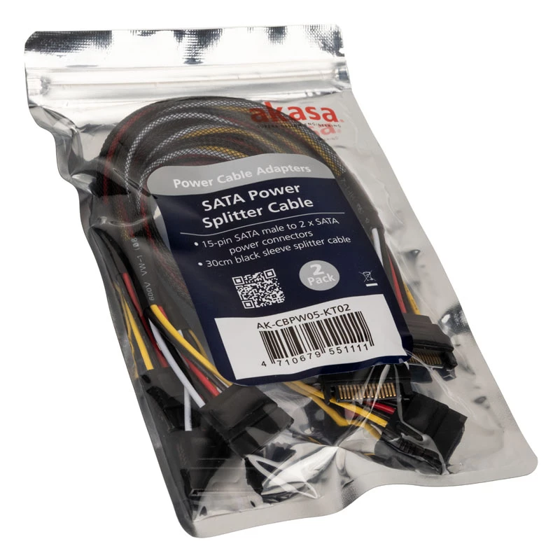 Akasa SATA napájací Y kábel - 30cm balenie 2 ks - kábel - digitálny/dátový