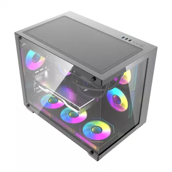 Počítačová skriňa DarkFlash B275 PRO (čierna) so 6 predinštalovanými ventilátormi