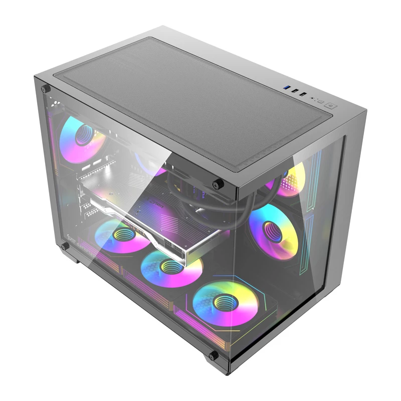 Počítačová skriňa DarkFlash B275 PRO (čierna) so 6 predinštalovanými ventilátormi