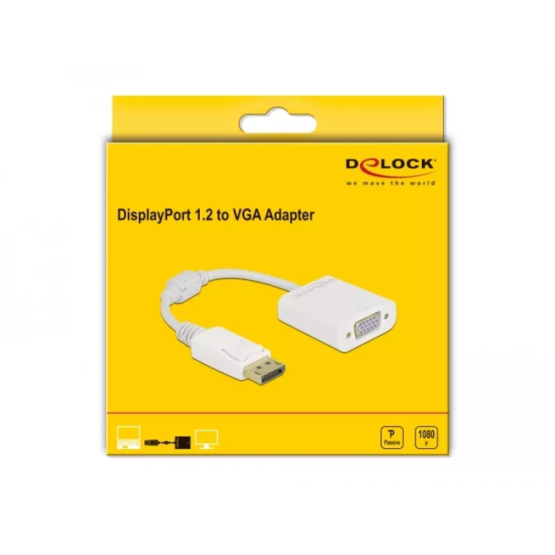 Adaptér DisplayPort 1.2 konektor samec na VGA konektor samica DeLOCK 61007