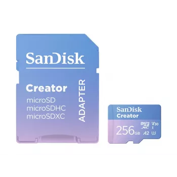 SanDisk Creator MicroSD pamäťová karta 256 GB, vysoké prenosové rýchlosti až do 190 MB/s