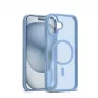 Crong Hybrid Matte Magnetic MagSafe puzdro pre iPhone 17 — priesvitná modrá, PC+TPU