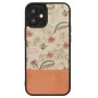 Ochranné puzdro Man and Wood pre iPhone 12 mini — ružový kvet na čiernej