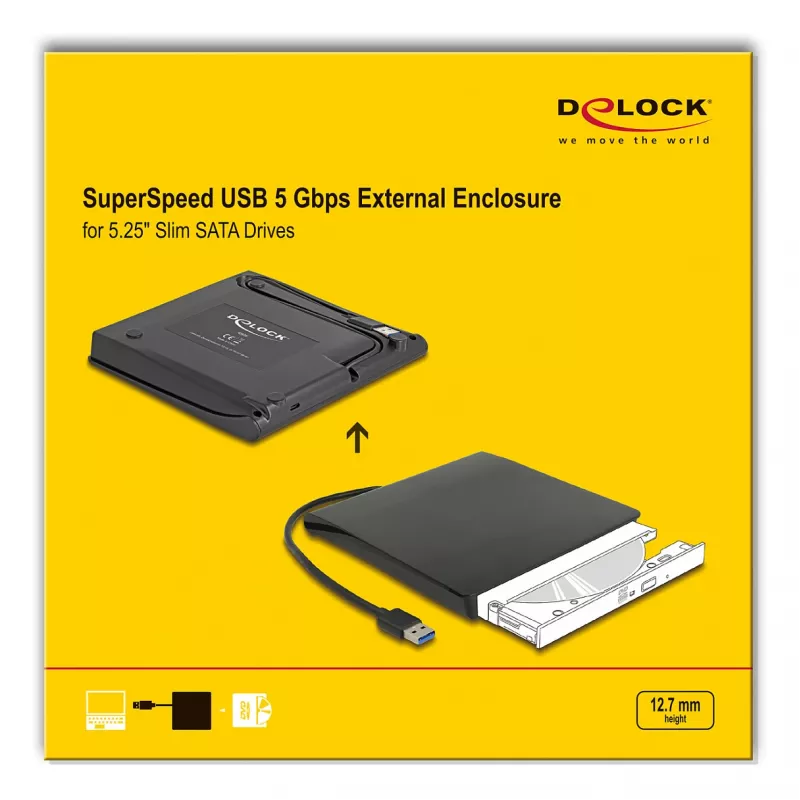 Puzdro na HDD DeLOCK 42636 čierne 5,25 palcov Micro SATA 5 Gbit/s