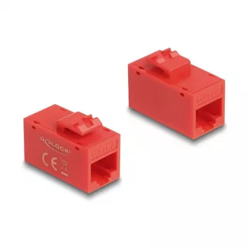 Keystone modul DELOCK 90641, ploché prevedenie, RJ-45 konektor samica, červený