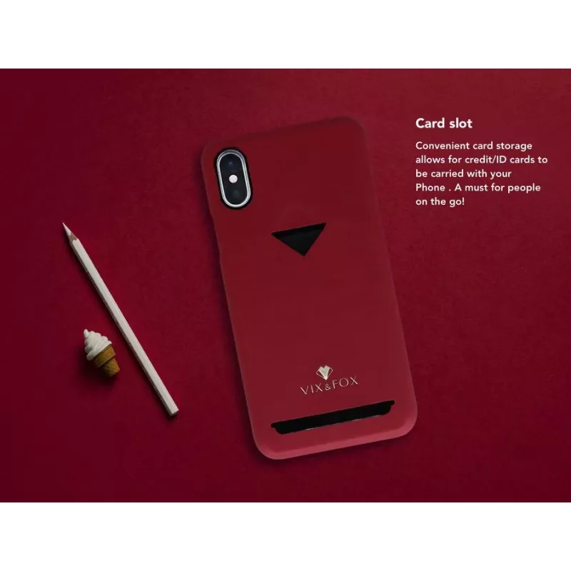 Zadný kryt s priehradkou na karty VixFox pre Samsung S9 — rubínovo červené ochranné puzdro s priehradkou na karty