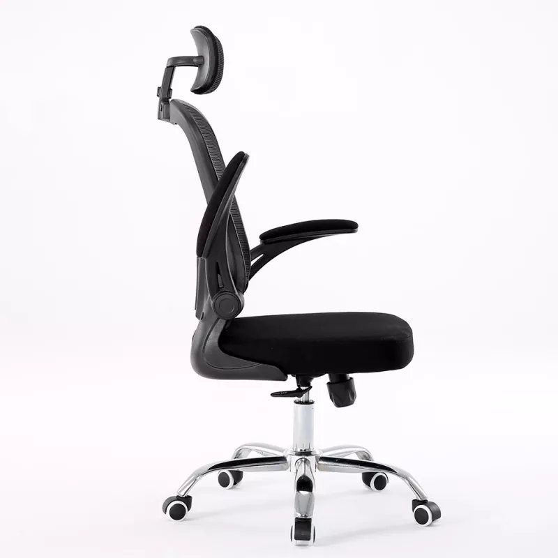 Kancelárska stolička top e shop DORY CZERŃ — čalúnené sedadlo, sieťované operadlo, 650×620 mm, výška do 122 cm