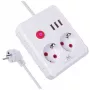 Predlžovacia zásuvka MACLEAN MCE387 W — 2 zásuvky, 3×USB A, 110–240 V, 2500 W, 1,5 m kábel, biela