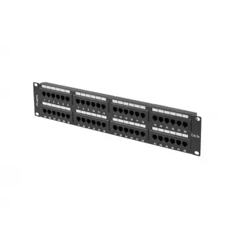 Patch panel LANBERG PPU5-2048-B 48-port 2U 19 palcov kategória 5e UTP, čierna