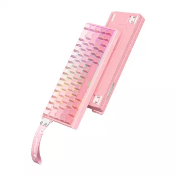Káblová herná klávesnica Onikuma G69 — ružová, USB pripojenie, full-size rozloženie