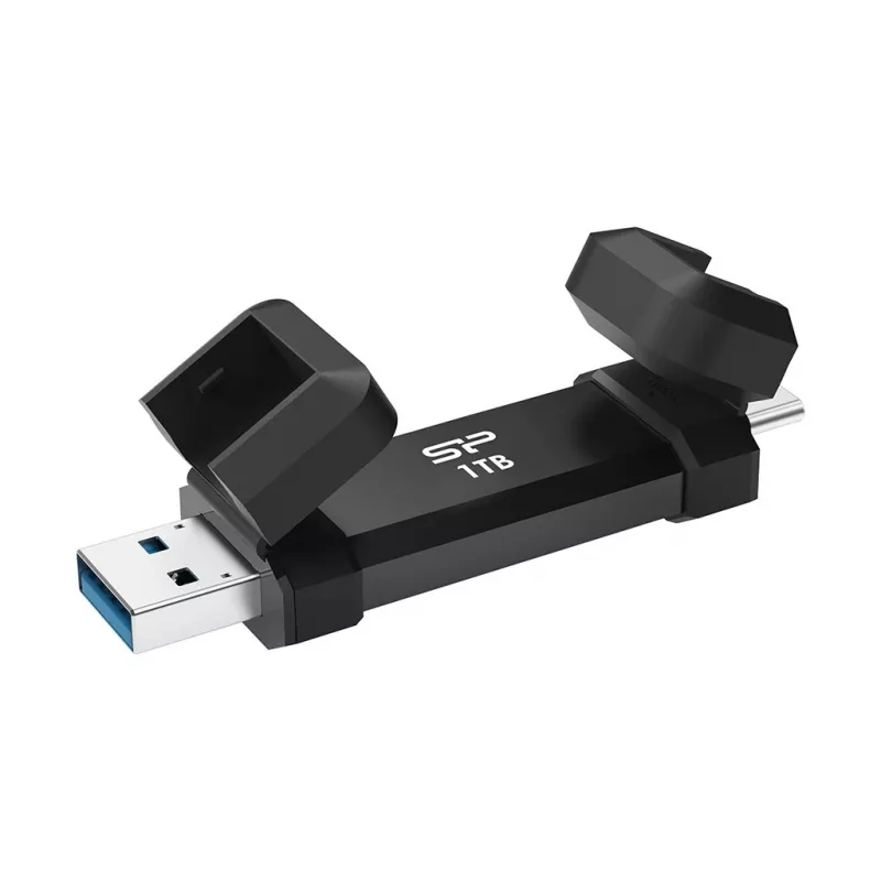 USB kľúč Silicon Power DS72 1 TB, USB 3.2 Gen 2 Type-A / Type-C, hliníkovo-gumové puzdro, čierna
