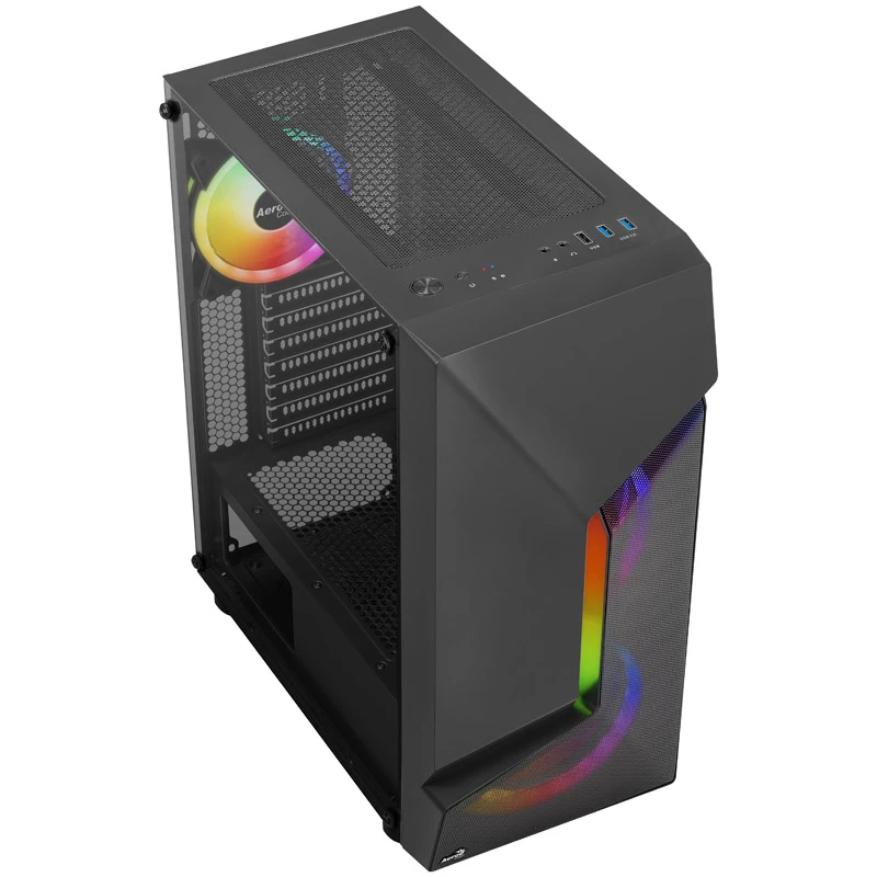 Aerocool Scape-G-BK-v2 Midi-Tower, Tempered Glass, FRGB - čierna