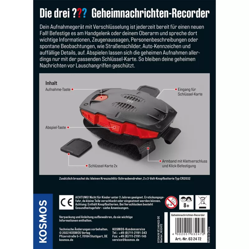 Die drei Geheimnachrichten-Recorder, detektívne sady